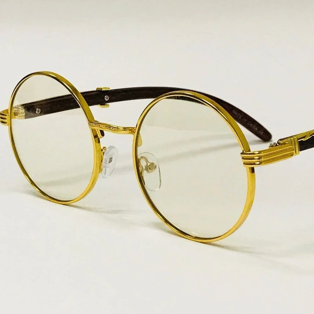 Clear Lens Eye Glasses Round Gold Rimless Hip Hop Trendy Street Wear Sunglasses‎